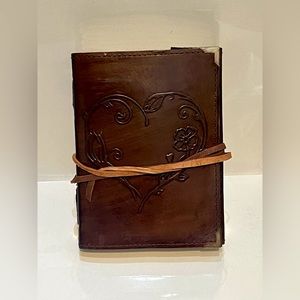 Leather Handmade Heart Journal- Never Used, filled with paper